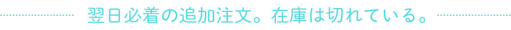 翌日必着の追加注文。在庫は切れている。